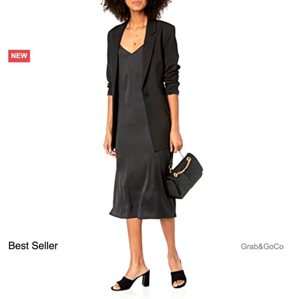 Silky Slip Dress Elegant Minimal Chic Adjustable Straps Midi Length Versatile - Picture 4 of 7